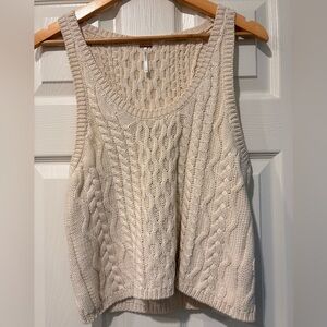 Free People Cream Cable Knit Tank Top